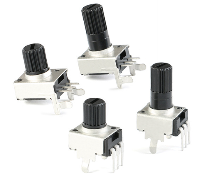 RV09 Vertical Round Shaft Potentiometer - 1K, 5K, 10K, 50K, 100K Ohm Values (Plum Handle)